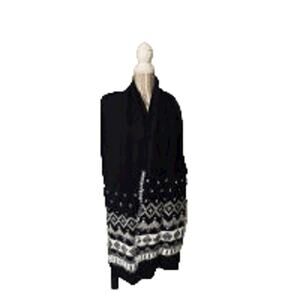 Cejon Knitted Black & White Pearl Detail Blanket Knit Warm Scarf Women